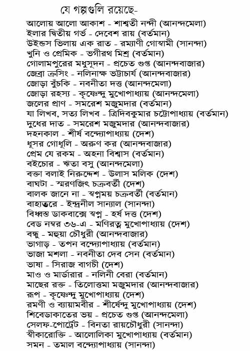 2018 Sharadiya Pujabarshiki short stories contents